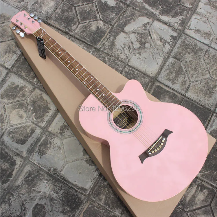 free shipping About 98 cm 39 inch pink Girls guitar + textbooks