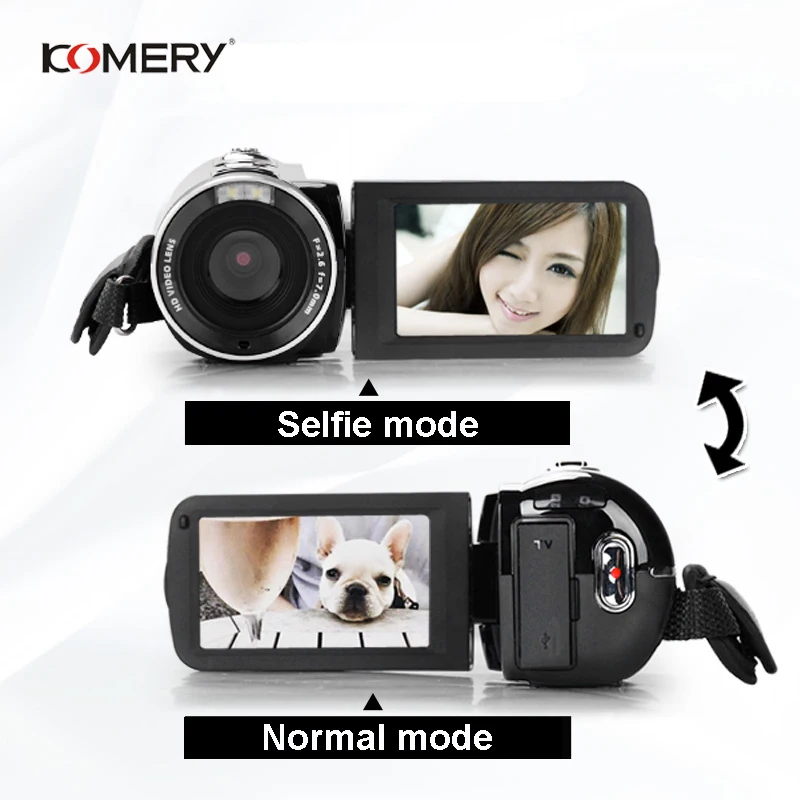 Оригинальная KOMERY видеокамера Full HD портативные цифровые видеокамеры 16X цифровой зум 3,0 \