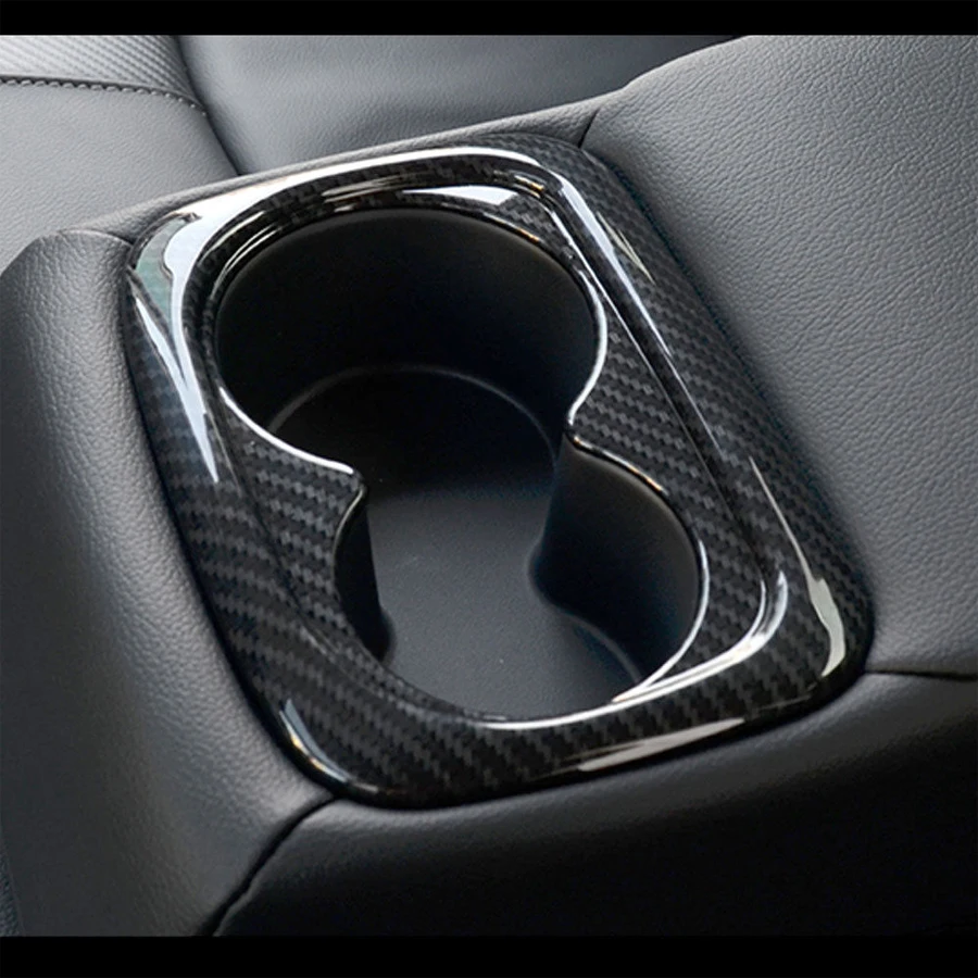 

Carbon Fiber Style Car Interior Rear Back Water Cup Holder Panel Frame Trim Sticker For Honda Civic 2016 2017 Styling