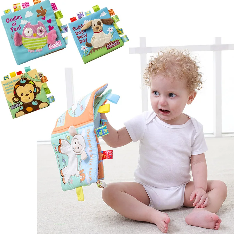 

JJOVCE 8 Pages Soft Cloth Book Baby Toys Animal Embroidered Newborn Early Development Activity Books baby Learning Toys