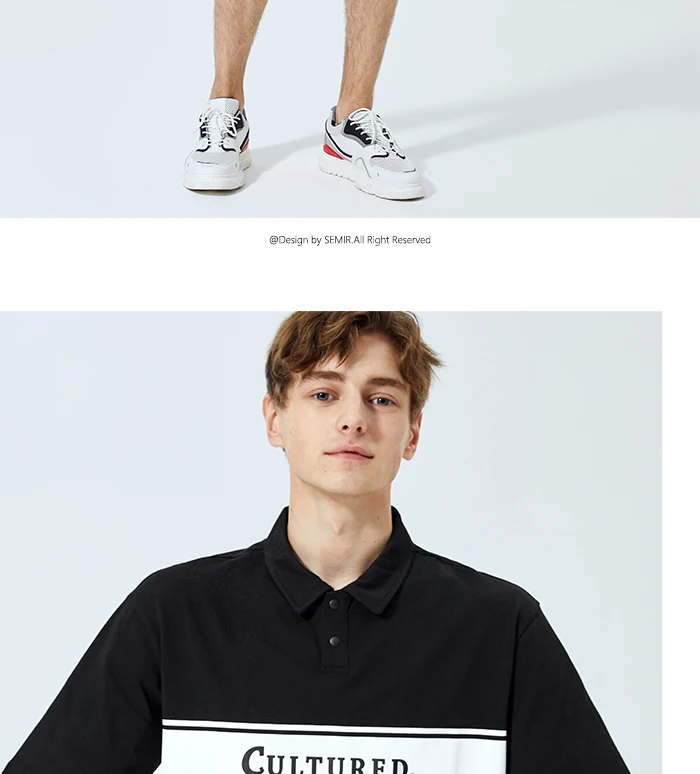 SEMIR рубашка поло мужская летняя с коротким рукавом рубашка поло мужская новая свободная хлопковая трендовая с принтом рубашка