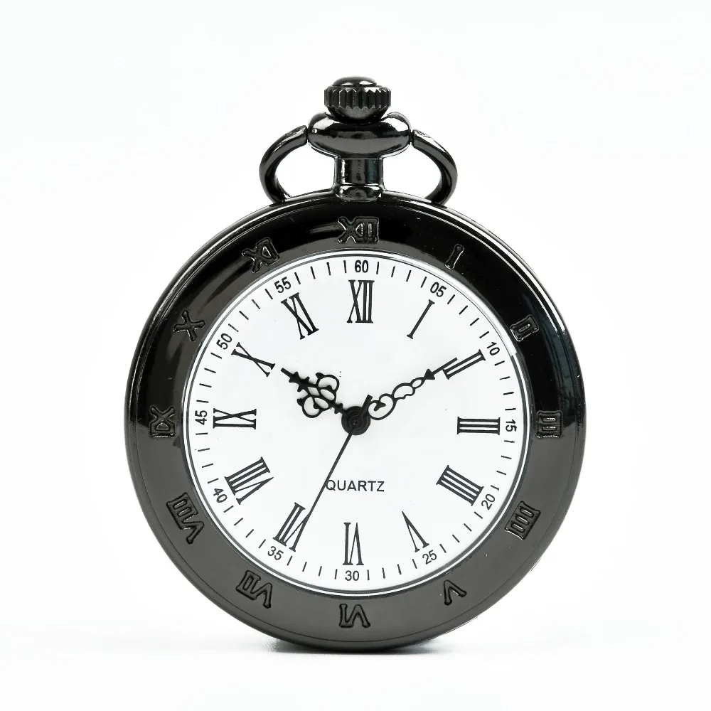 

Black Simple Open Face Quartz Watch Roman Number Casual Round Dial Clock Men Women