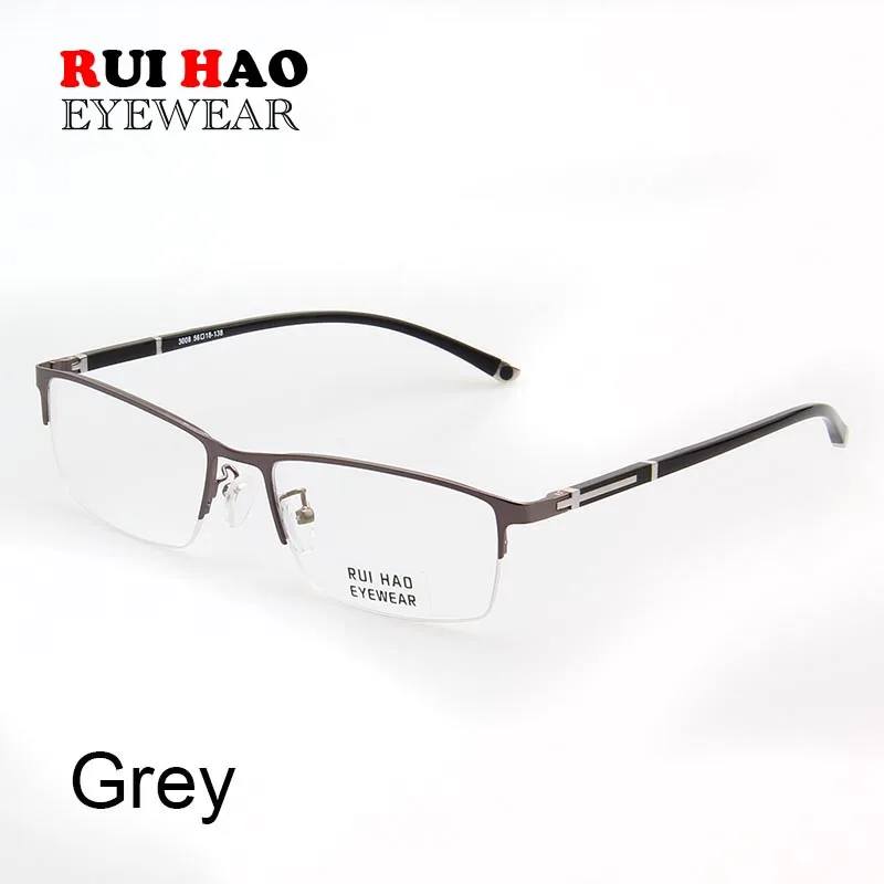 Grey Rui Hao Eyewear оптическая стильная оправа для очков сплав и TR90 темп половина Rimelss оправы для очков мужские 3008 - Цвет оправы: Grey