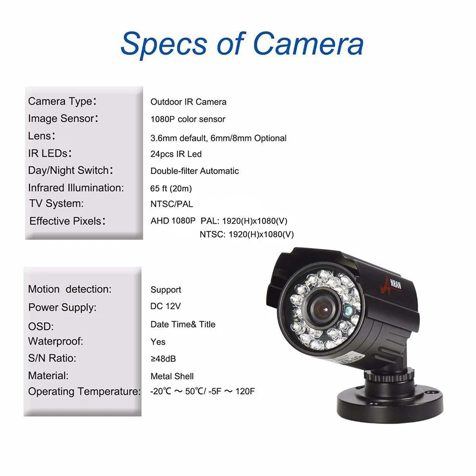 ANRAN 8CH HDMI AHD DVR HD День Ночь 3000TVL 2 0 MP Водонепроницаемая наружная ИК камера CCTV