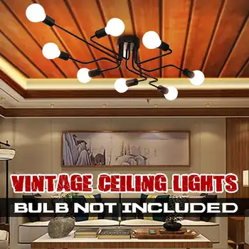 

Modern 4/6/8 Heads Multiple Rod Dome Night Lamps Ceiling Light Wrought Iron E27 Bulb Cafe Bar Home Decor Lighting Holder Fixture