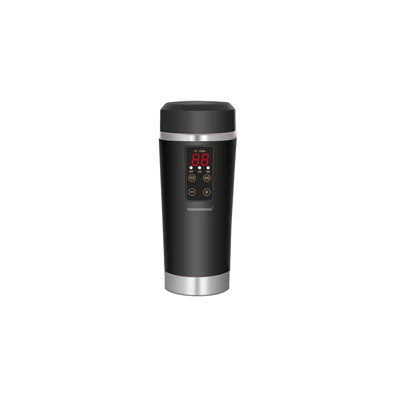 FUYOUSHENZHU, автомобильная термонагревательная чашка, электрическая нагревательная чашка для автомобиля, портативная теплоизоляционная водонагреватель - Название цвета: Black