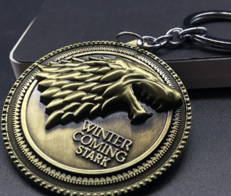 Игра престолов Брелок Дом Старк скоро зима 3D металлический значок-подвеска ключ с головой волка для любителей моды