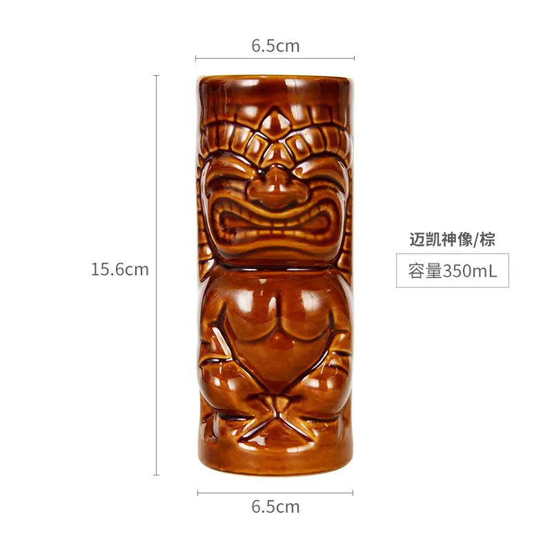 Гавайские кружки Tiki, Коктейльная чашка, пивная кружка для напитков, кружка для вина, керамические кружки Tiki, отлично подходят для коктейльных напитков - Цвет: E