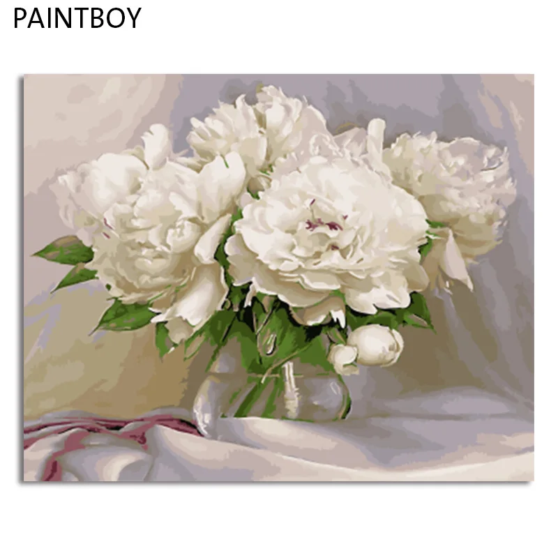 Paintboy цветок картина в рамке DIY живопись по номерам Акриловая живопись на холсте домашний декор для гостиной GX4870 40*50 см