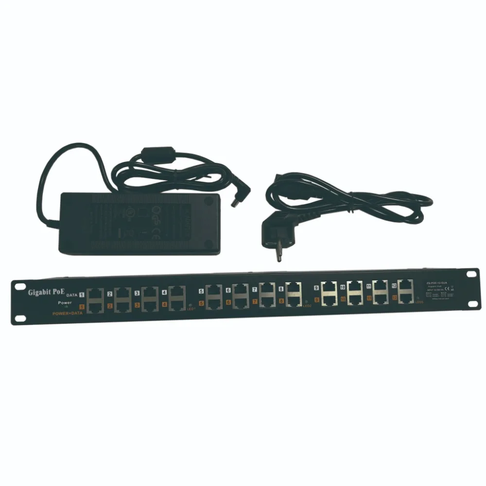 

Gigabit POE 12 Port Power over Ethernet Injector for Mikrotik and Ubiquiti, include 24v 60w Power supply