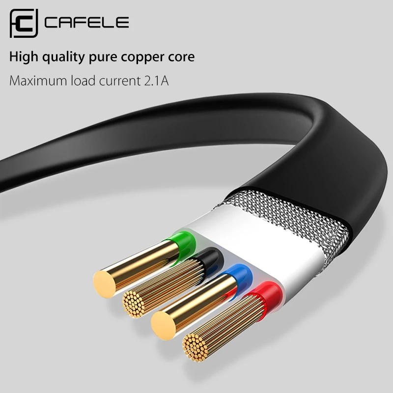 Cafele плоский Micro USB кабель для Xiaomi huawei samsung TPE DC 5V 2A кабель|Кабели мобильных