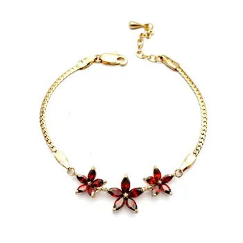 

Red Apple Glod Plated and Austrian Crystal Flower Charm Bracelet For Women Jewelry