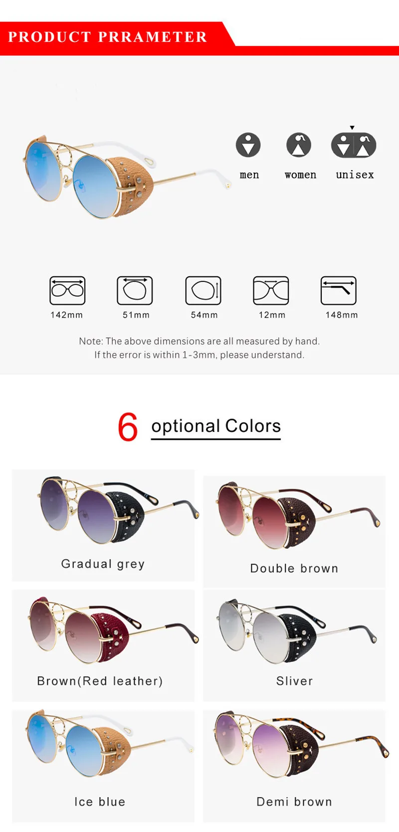 Ретро Круглые Солнцезащитные очки в стиле стимпанк женские мужские итальянские брендовые дизайнерские солнцезащитные очки из