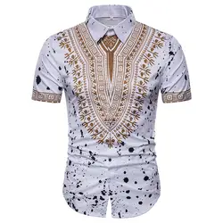 2017 летняя новая мужская рубашка модная клетчатая печать мужская повседневная рубашка с коротким рукавом большой размер брендовая мужская