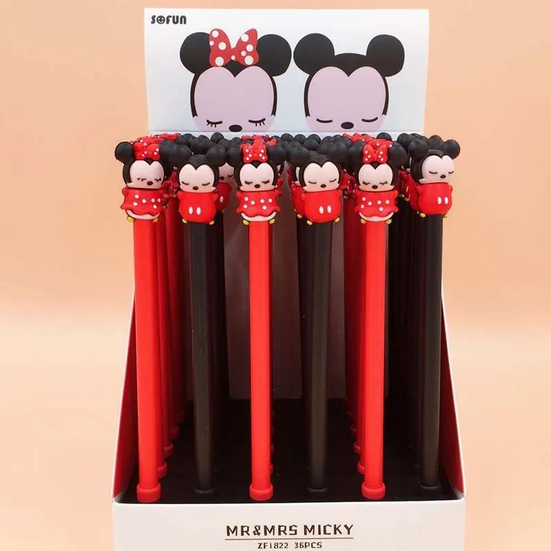 

36 pcs/lot Mickey Gel Pen For Writing Cute Animal Black Ink signature pen School Supplies Stationery gift