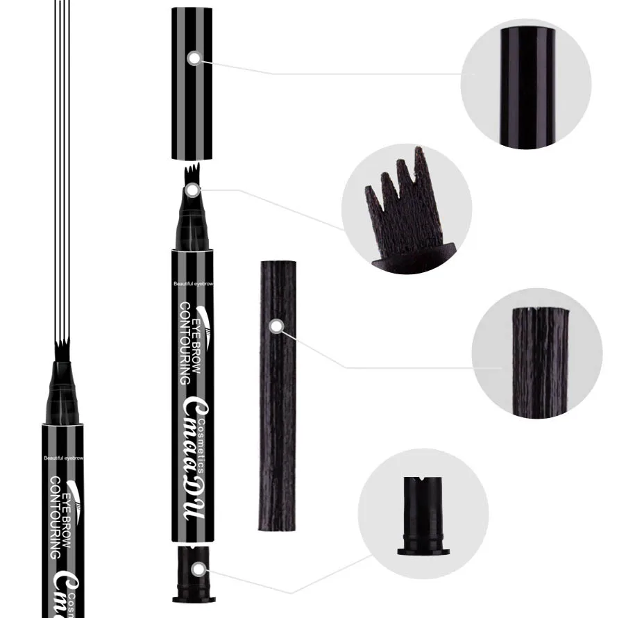 Cmaadu brand makeup liquid eyebrow pencil waterproof long lasting 4 fork tips black coffee microblading eyebrow tattoo pen HF117