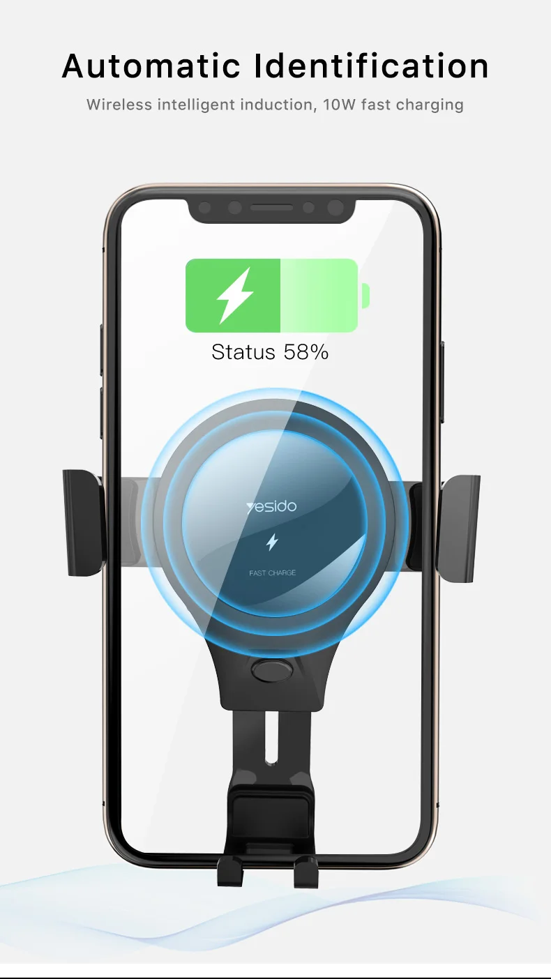 Car Qi Wireless Fast Charger Gravity Car Phone Holder Stand (2)