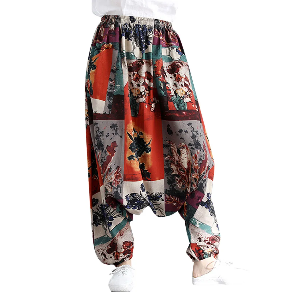 Womail, женские брюки, летняя мода, Boho, хиппи, для девушек, с принтом, свободные штаны, мешковатые брюки, высокая талия, длинные штаны, пляжные,, M531