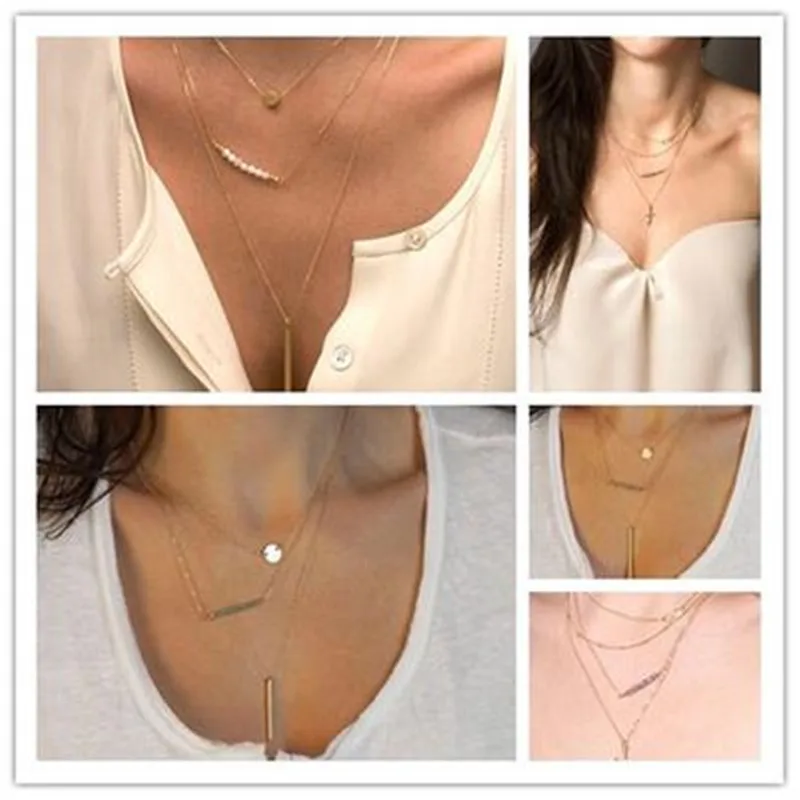 

2019 New Women Fashion Charm Jewelry Crystal Choker Chunky Statement Pendant Necklace Female Multipurpose Dress Pendant Chain