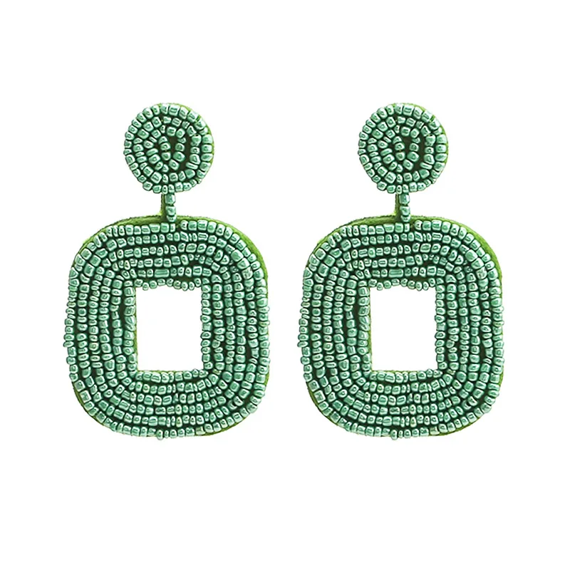 E1141 Green AB Sehuoran Висячие серьги для женщин модные бисерные все ручной работы свадебные Большие кисточки Ухо массивные ювелирные изделия Висячие серьги - Окраска металла: E1141 Green AB