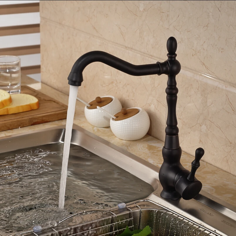 Deck Mount Countertop Bathroom Kitchen Vanity Sink Faucet Single Handle Kitchen Hot Cold Water Taps