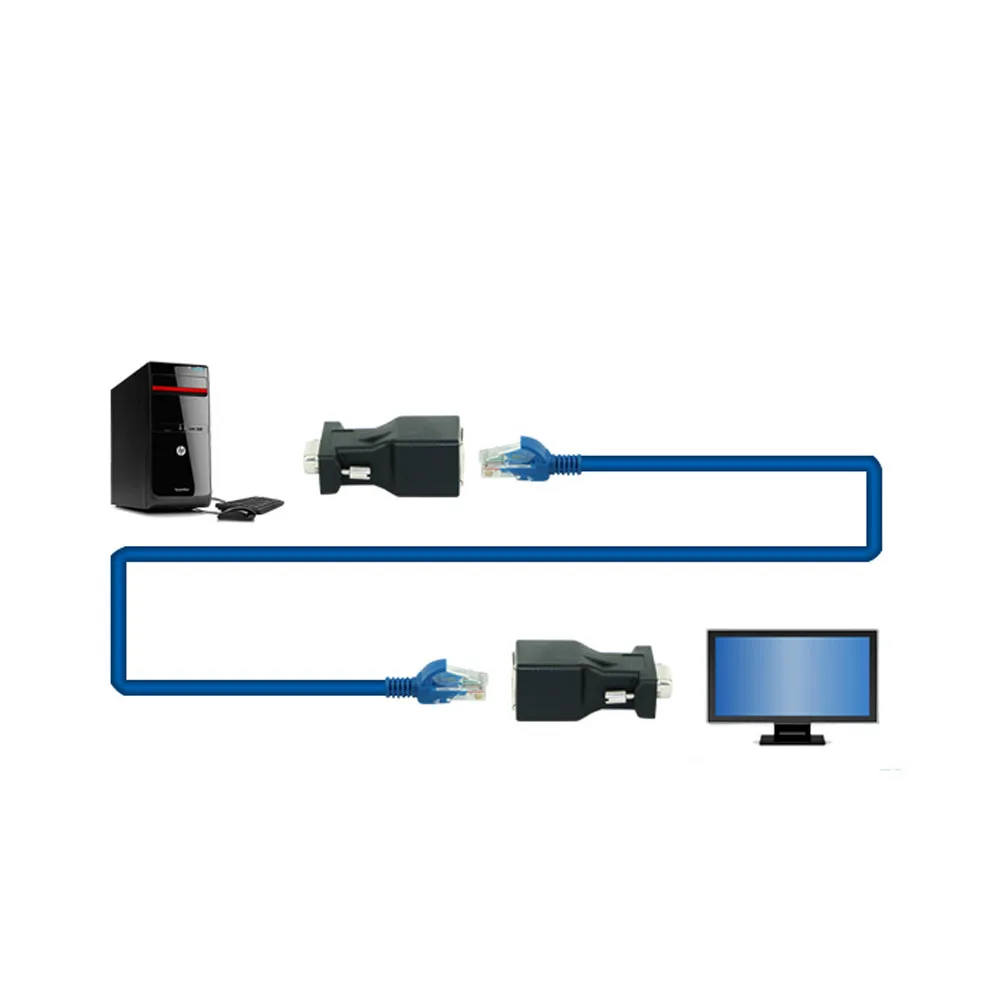 1 пара VGA удлинитель мужской женский для LAN RJ45 CAT5 CAT6 20 м сетевой кабель адаптер цифровой аналоговый видео аудио для ПК ноутбук планшет
