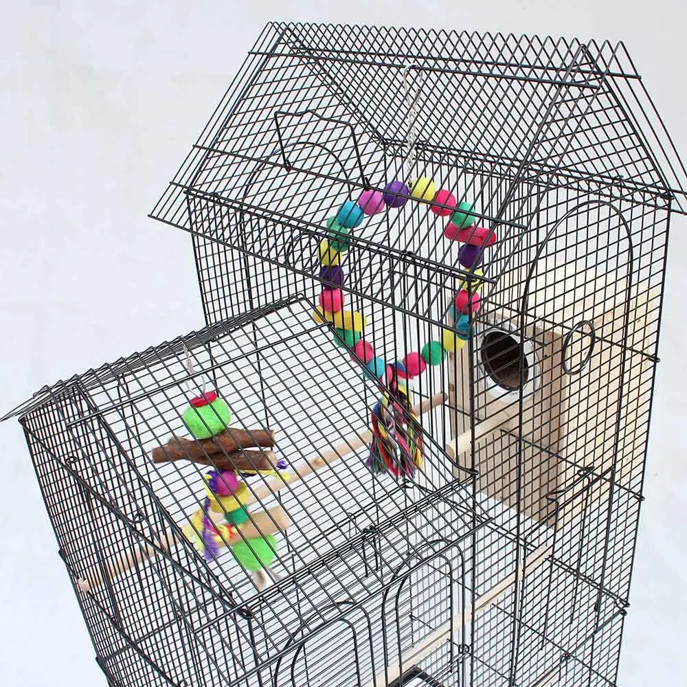 Grote Dubbele Geneigd Dak Ontwerp Vogelkooien Huizen Metalen Ijzer Parkiet  Valkparkiet Papegaaienkooi Vogels Pet Carrier A12|bird cage|bird cage  designparrot cage - AliExpress