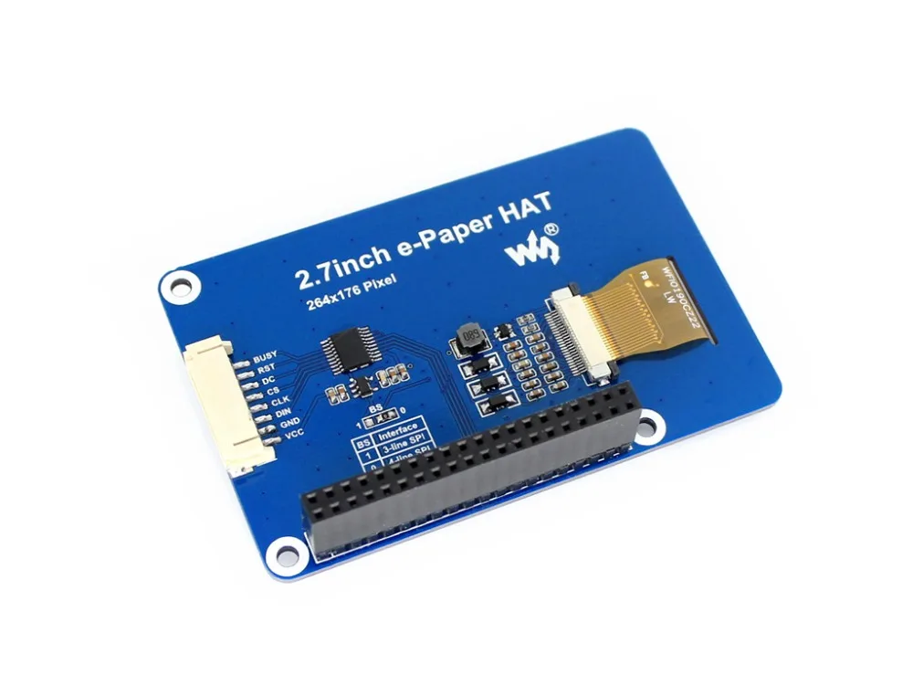 264x176, 2.7inch E-Ink display panel for Raspberry Pi Black, White Two-color, SPI Interface, No Backlight, Ultra low consumption 264x176, 2.7inch E-Ink display panel for Raspberry Pi Black, White Two-color, SPI Interface, No Backlight, Ultra low consumption