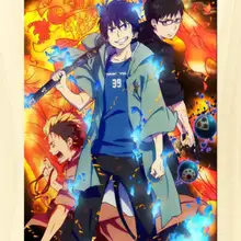 Постер с аниме, синий экзорцист АО, настенный свиток, напечатанный рисунок, домашний декор, японский мультфильм, декоративный плакат