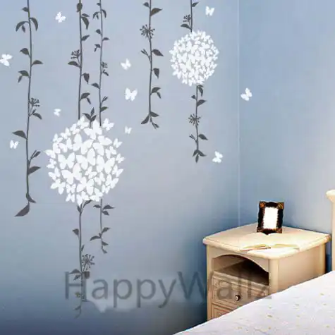 Adhesivo Para Pared De Mariposa Con Flores Calcomania De Pared De