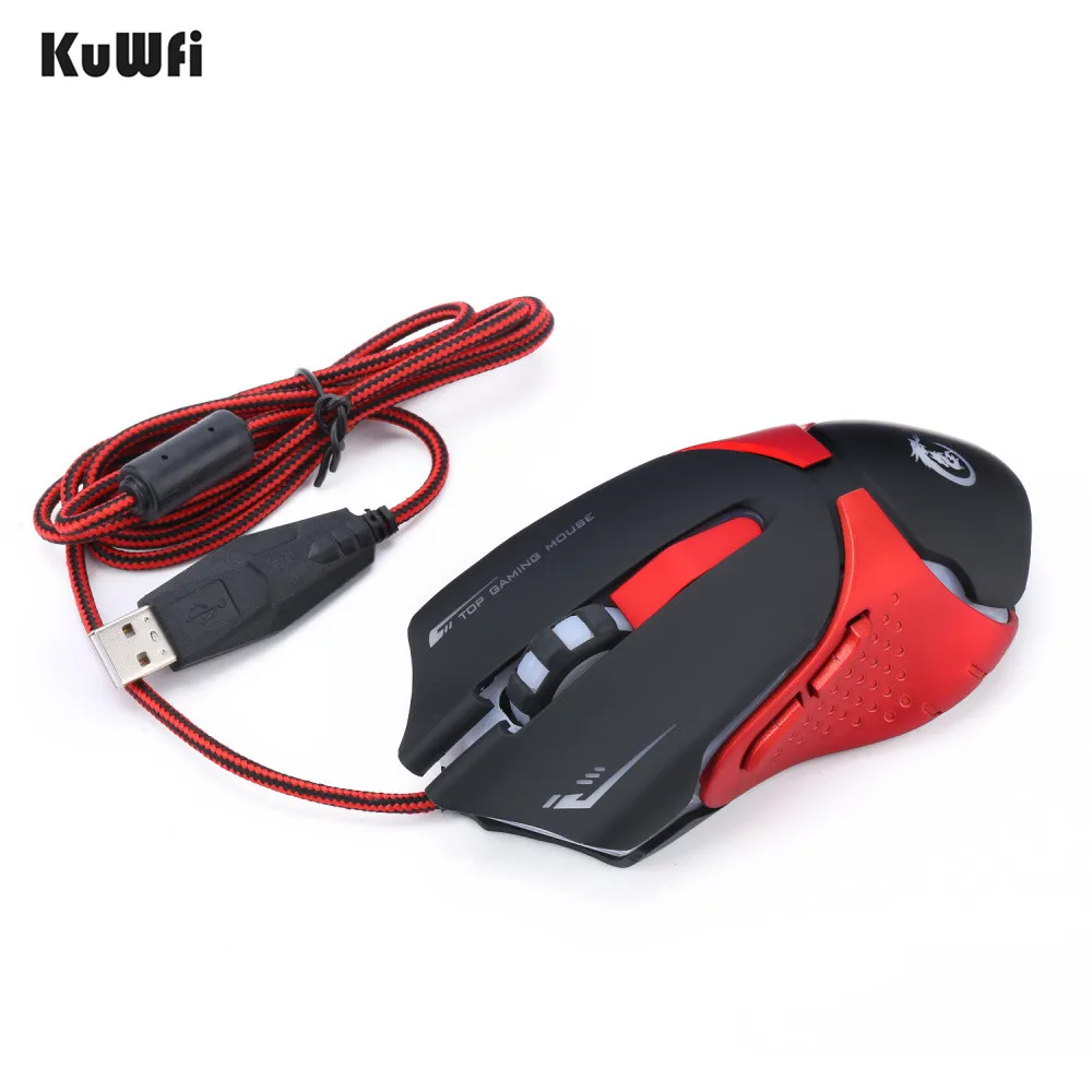 

KuWFi USB Gaming Mouse 6 Keys Wired Gaming Mouse 3200DPI Colorful LED Breathing Light USB Optical Mouse For PC Laptop Desktop X7