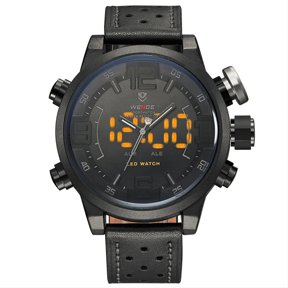 Top luxury weide brand men s sports watch multi function alarm LED watch 3ATM waterproof quartz
