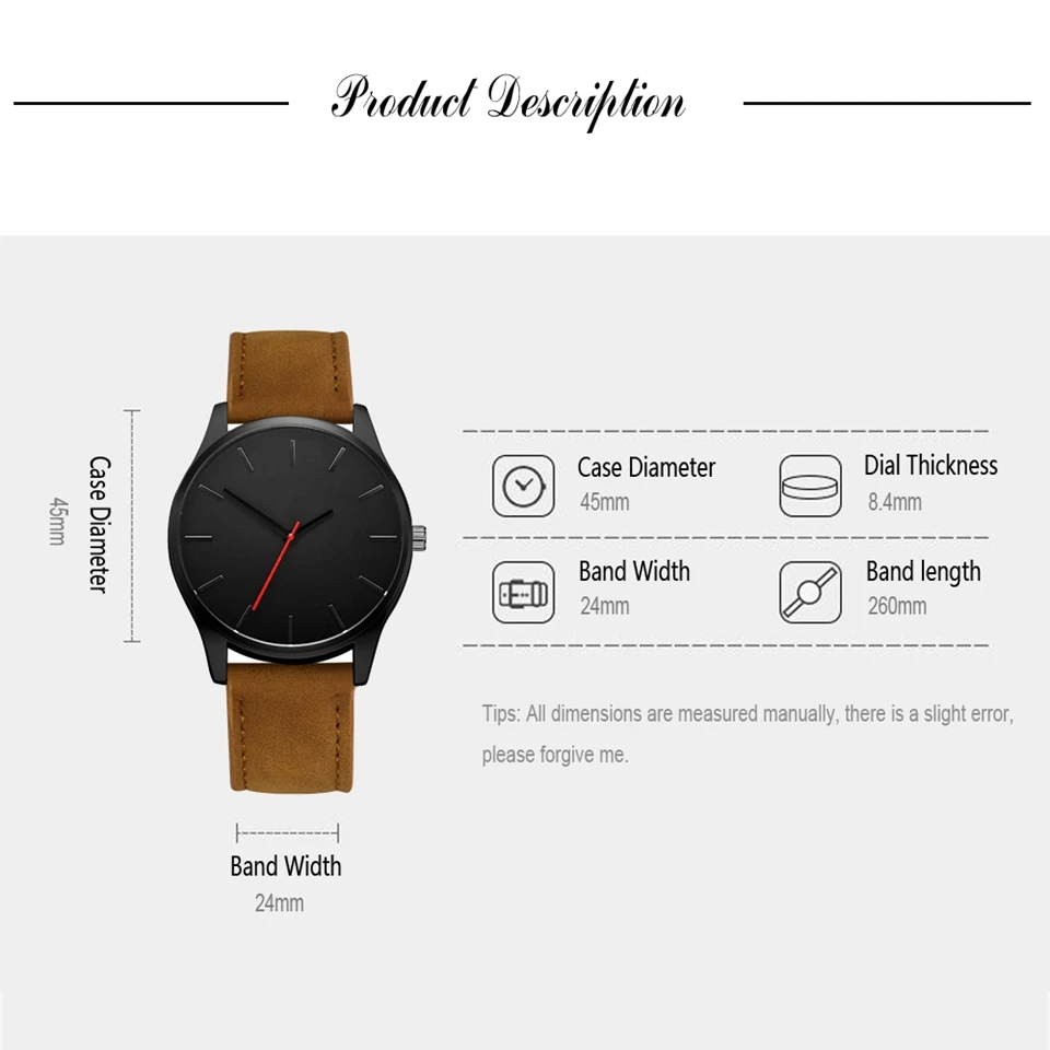 Reloj 2019 модные военные кварцевые мужские часы с большим циферблатом кожаные
