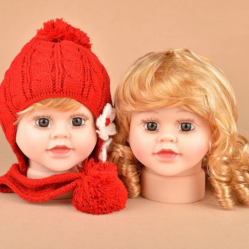 Children Mannequin Baby Dolls Head With Wig Shop Window Dolls Head For