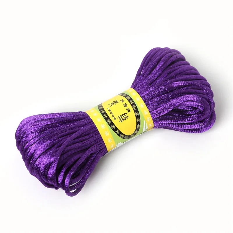 Сатиновая шелковая проволока для макраме, нейлоновая оплетка Шамбала, сделай сам, китайский узел, браслеты, ожерелье, ювелирные аксессуары, 2,5 мм, 20 м - Цвет: Purple