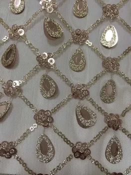 

Rose Gold French Lace Fabric Women Wedding, African Lace Fabric, High Quality 3d flowers Sequins Lace African Tulle Lace Fabric