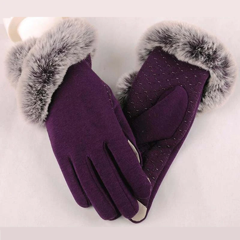YGYEEG, зимние теплые женские перчатки, женские одноцветные варежки, модные перчатки из искусственного кроличьего меха, вязаные перчатки