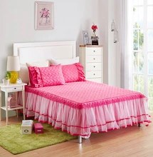 SunnyRain 3-pièces Dentelle Quited Lit Ensemble De Draps de Lit de Couleur Unie feuilles Avec Élastique Ensemble de Literie Queen Size Roi Lit Ensemble sabanas