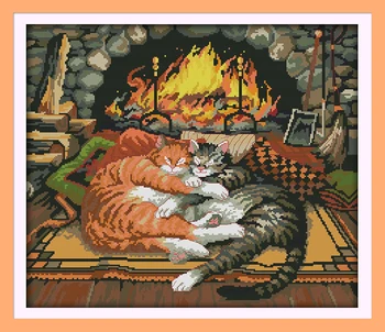 

Sleeping Cat Cross Stitch Kit For Embroidery Cross Stitch Diy Handmade Needlework Cross Stitch Patterns Paintings Home Decor