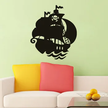 

Ribbit Pirate Ship Wall Sticker Pirate Boat Pattern Funny Wall Decal for Home Decoration 8350