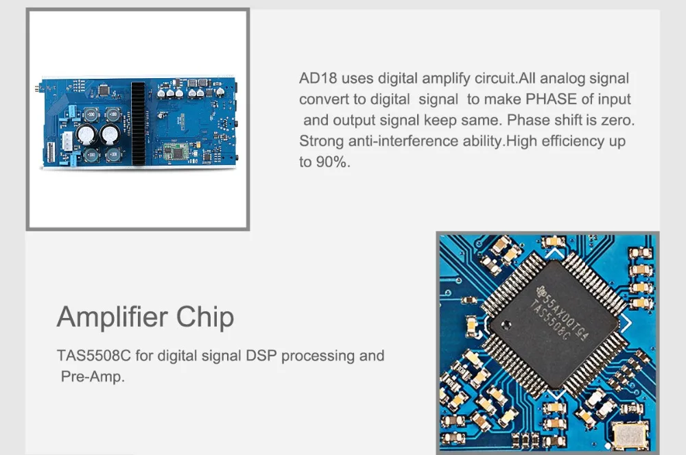 SMSL AD18 HIFI аудио усилитель звука с Bluetooth 4,2 поддерживает Apt-X, USB DSP полный цифровой усилитель мощности 2,1