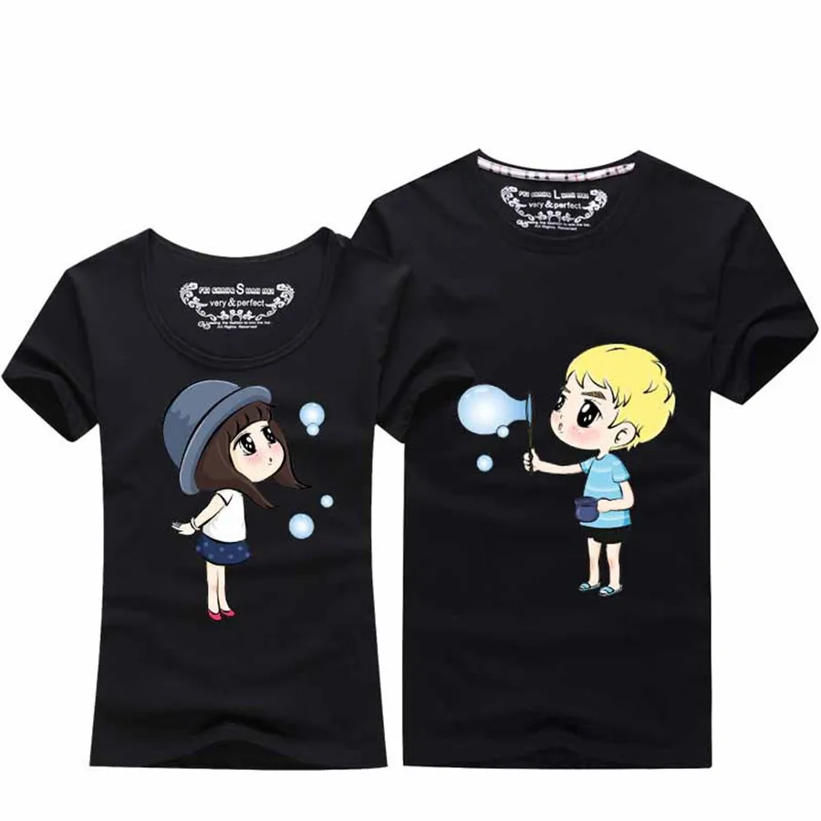 

Summer New Cartoon T-Shirt Couple Clothes Women Men Cotton Short Sleeve T Shirt Casual Cute Sweet Couple T-Shirts For Lovers