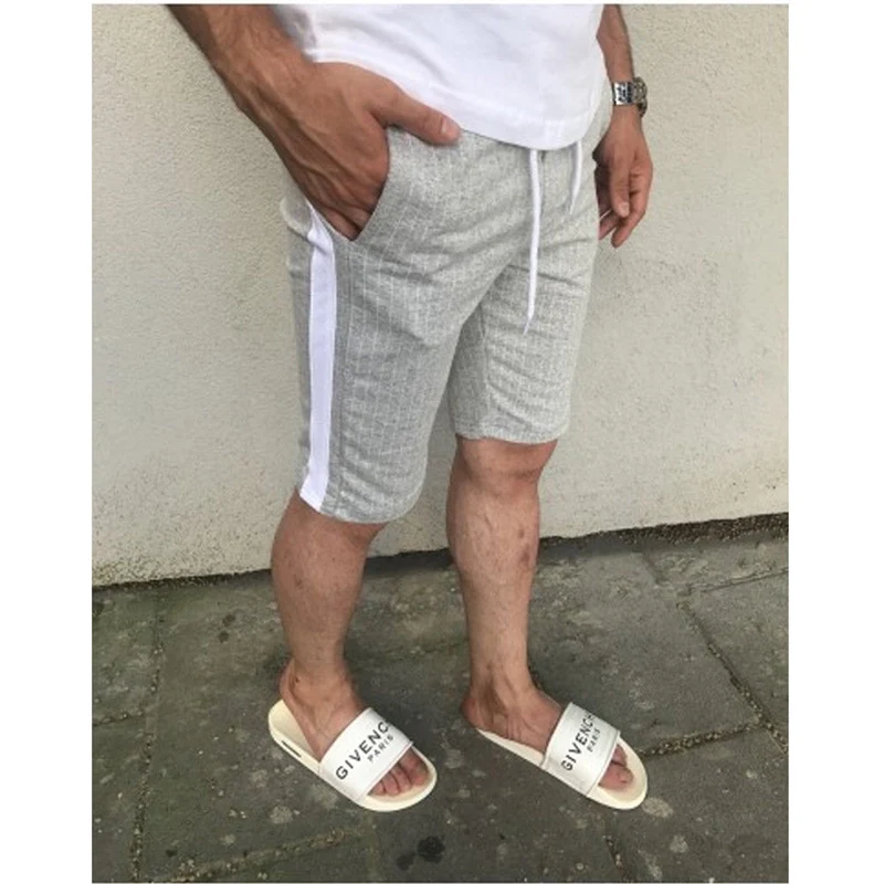 Gray Shorts Новинка, мужской спортивный костюм, штаны для спортзала, спортивные штаны в полоску, штаны для бега, бега, размер - Цвет: Gray Shorts