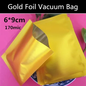 

500pcs 6x9cm (2.4'' * 3.5'') small gold plastic packaging bag vacuum bags for food mylar aluminum foil bags