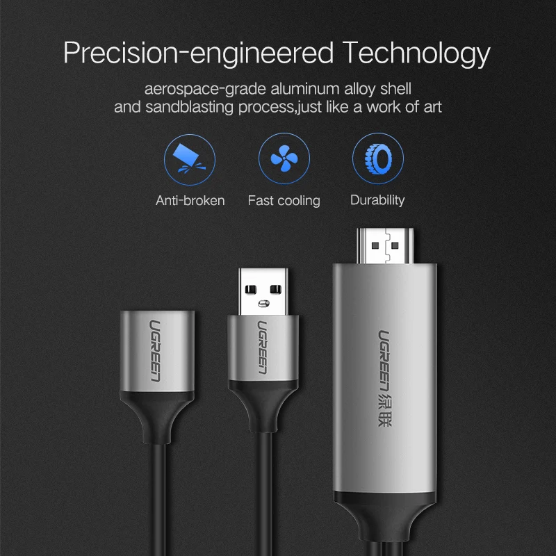 Ugreen HDMI кабель для iPhone 8X7 6s Plus iPad tv Android телефоны к HDMI адаптер Full HD 1080 P USB HDMI конвертер Кабель HDMI