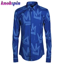 Большие размеры 3XL 4XL Мужская рубашка модный принт рубашка футболка с длинными рукавами Тонкий Повседневное Camisa 80% хлопок Бизнес Мужская рубашка с длинным рукавом