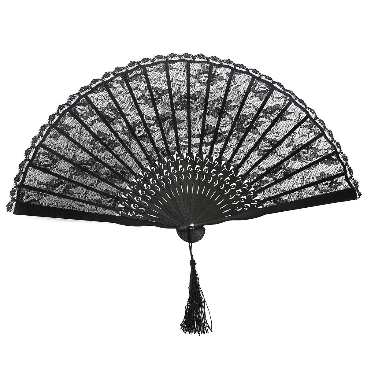 FEECOLOR Испанские танцы Handfan Victorian Lady рук веер для свадьбы Косплэй вечерние пользу фантазии платье для танцев опора (черный)