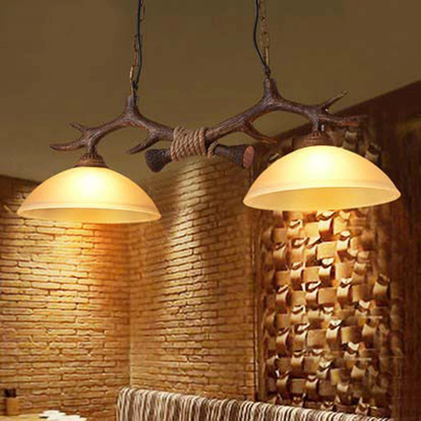 Nordic retro resin pendant lights countryside Deer Horn creative