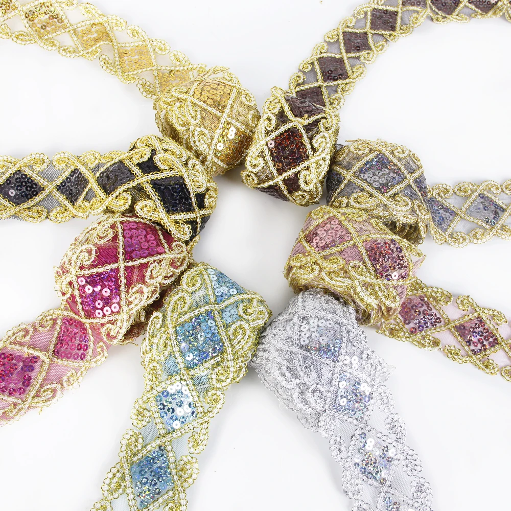 David accessories 55mm 10 yards sequins lace ribbon Trim Clothing DIY