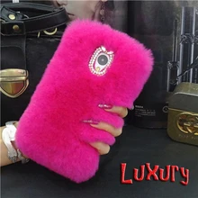 Luxury top Real Rex Rabbit Hair Fur diamond bling coque Case For Samsung Galaxy J1 J2 J3 J5 J7 2016 J510 J710 J3 Pro Capa Fundas